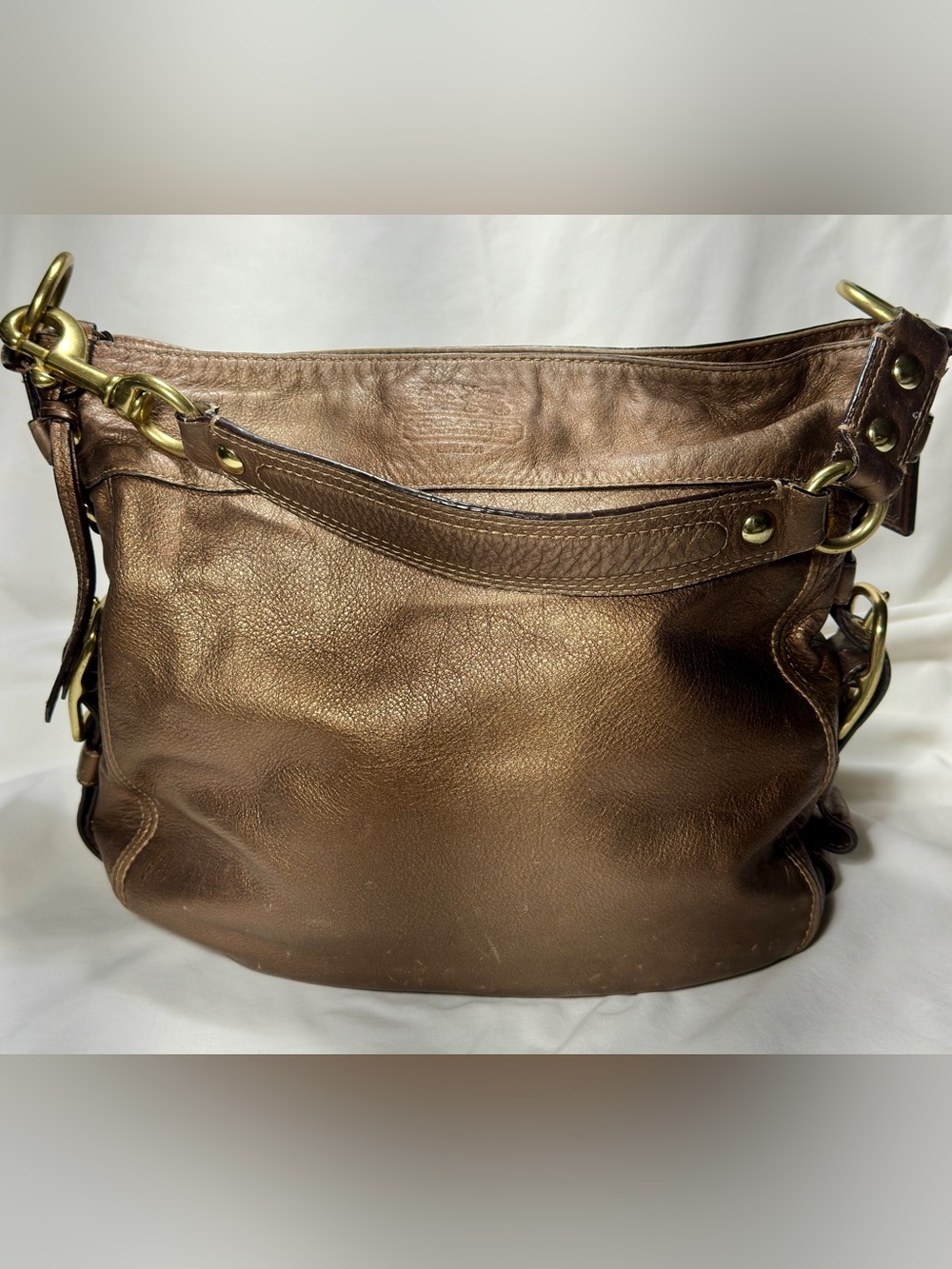Coach Brown Leather Shoulder Bag with Gold Hardware